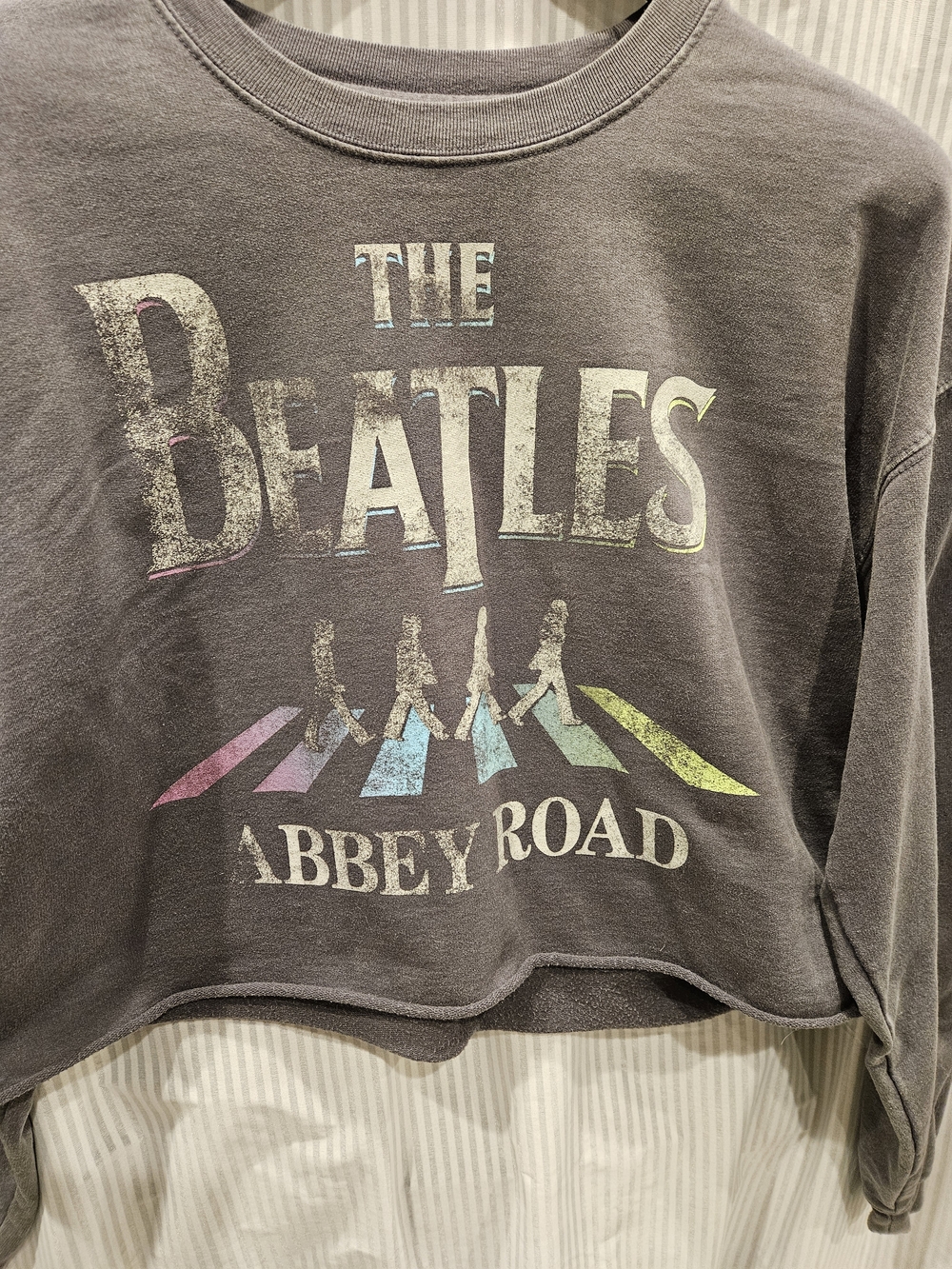 The Beatles Abbey Road Cropped Crewneck Sweatshirt - Charcoal Small - Picture 3 of 6